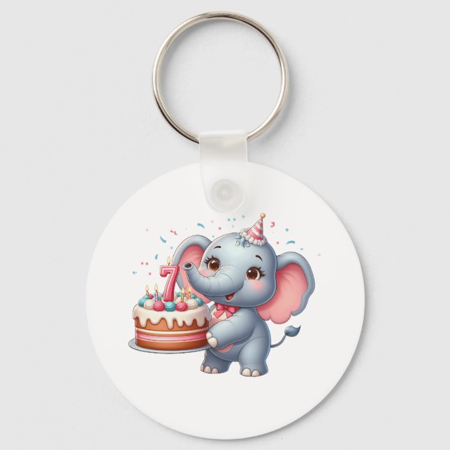 Söt elefant 7-årsdag nyckelring (Framsida)