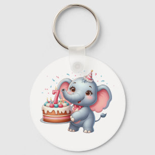 Söt Elefant 7-årsdag Nyckelring