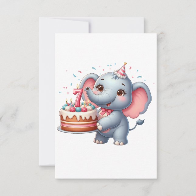 Söt Elefant 7-årsdag OSA Kort (Framsida)