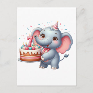 Söt Elefant 7-årsdag Vykort