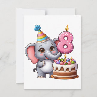 Söt elefant 8-årsdag anteckningskort