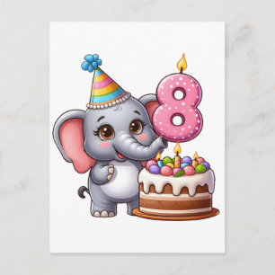 Söt Elefant 8-årsdag Helg Vykort