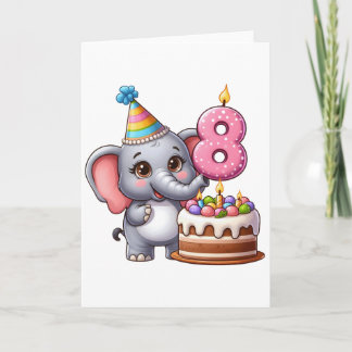 Söt Elefant 8-årsdag Kort