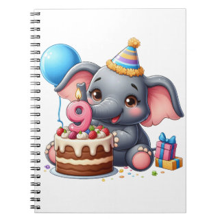 Söt elefant 9-årsdag anteckningsbok