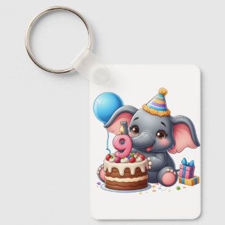 Söt elefant 9-årsdag nyckelring