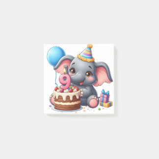 Söt elefant 9-årsdag post-it block