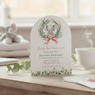 Söt Elefant Baby Shower Inbjudan