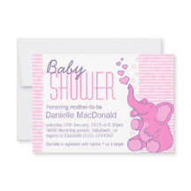 Söt Elefant baby shower snygg rosa inbjudan