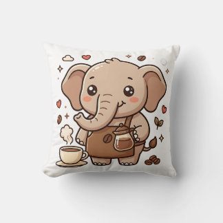Söt Elefant Barista Förkläde Kawaii Kudde