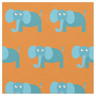 Söt Elefant Bebis Barnkammare Orange Tyg