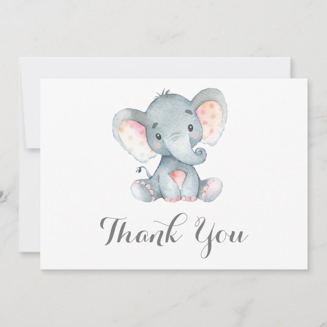 Söt elefant bebis grå tack kort (Framsida)