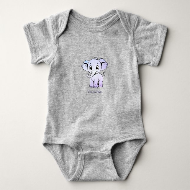 Söt Elefant Bebis Kroppsoverall T Shirt (Framsida)