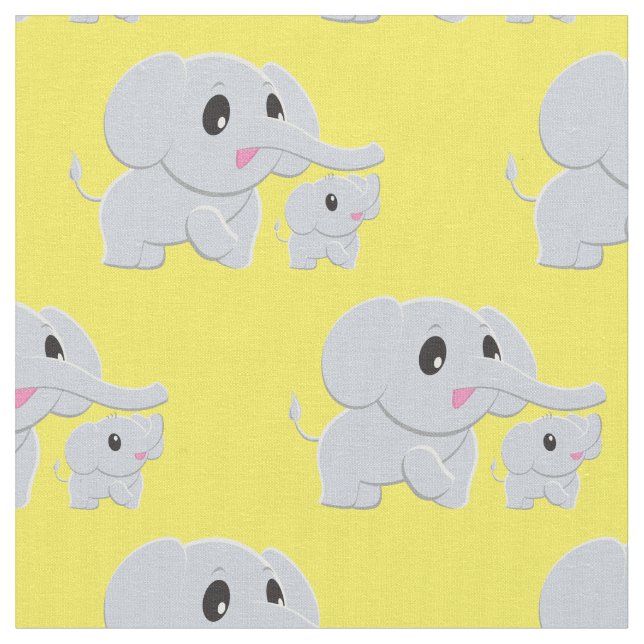 Söt Elefant Bebis Nurseries Dekoration Tyg (Närbild)