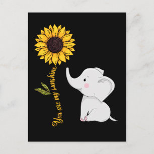 Söt Elefant Bebis Solros Solsken Vykort
