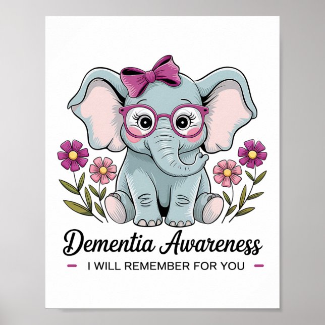 Söt Elefant Demens Medvetenhet Jag Minns För Dig Poster (Framsidan)