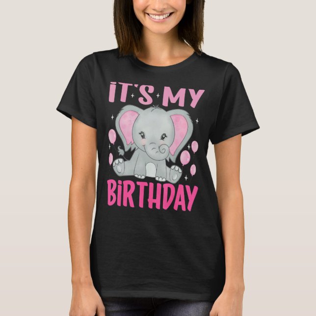 Söt Elefant Det Är Min Födelsedag T Shirt (Framsida)