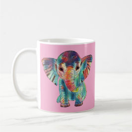 Söt Elefant Färgrik Mugg