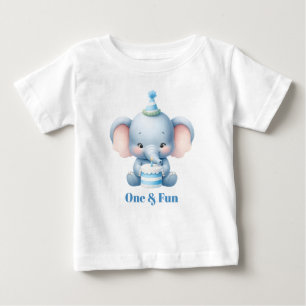 Söt Elefant Första Födelsedagsfest T-Shirt