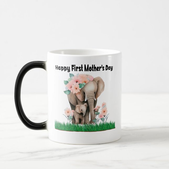 Söt elefant från lycklig första mor-dagen magisk mugg (Vänster)