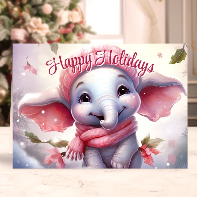 Söt elefant i halsduk God Jul Helgkort (Skapare uppladdad)