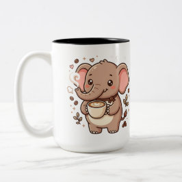 Söt Elefant Kawaii Kaffe Mugg - 2 Tons Mugg