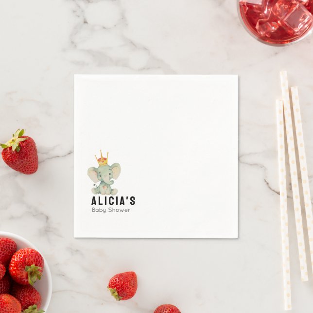 Söt Elefant Könsneutral Bebis Shower  Pappersservett (Insitu)