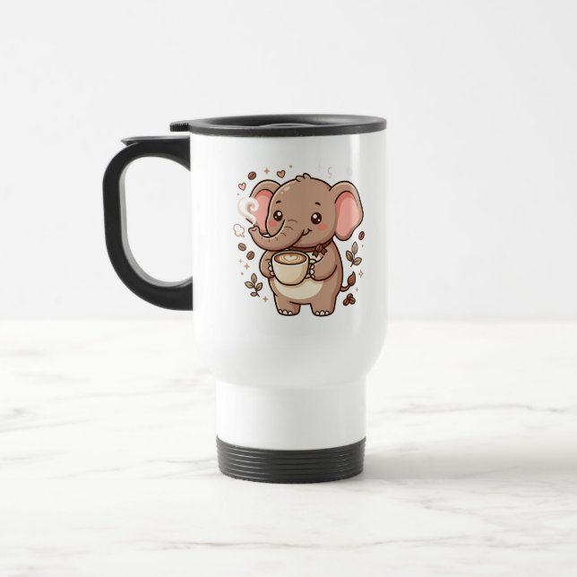 Söt Elefant Latte Hjärtat Resemugg (Vänster)
