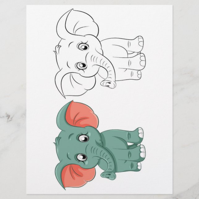 Söt elefant målarbild (Framsida)