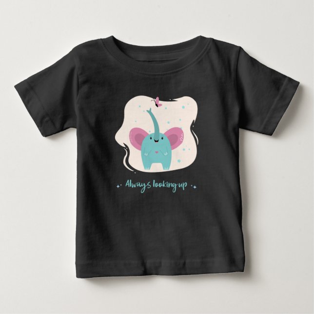 Söt elefant med alltid uppåtriktad text t shirt (Framsida)
