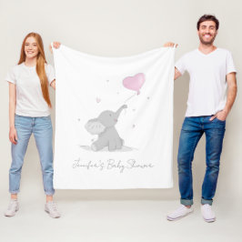 Söt elefant med ballong baby shower fleecefilt