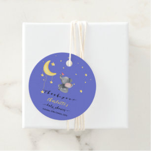 Söt Elefant Med Liten Fjäril Baby Shower Gåvor Etiketter