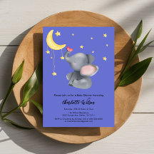 Söt Elefant Med Liten Fjäril Baby Shower