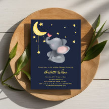 Söt elefant med liten fjäril Baby Shower
