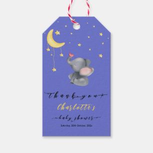 Söt Elefant Med Liten Fjäril Baby Shower Presentetikett