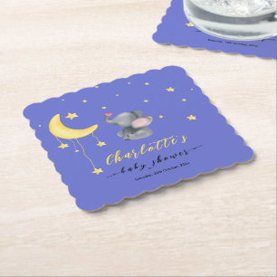 Söt Elefant Med Liten Fjäril Baby Shower Underlägg Papper