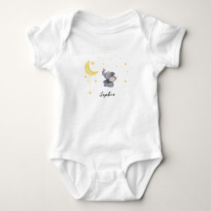 Söt elefant med liten fjäril Babykroppsstrumpa T Shirt