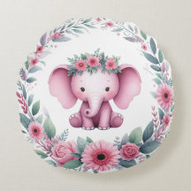 Söt elefant med rosa blommor