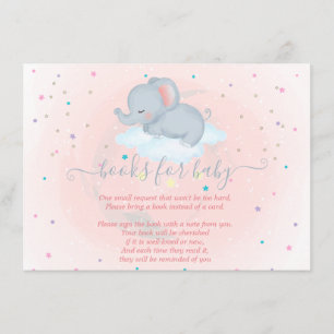 Söt elefant, Moln, Stjärnor Baby Shower Tilläggskort