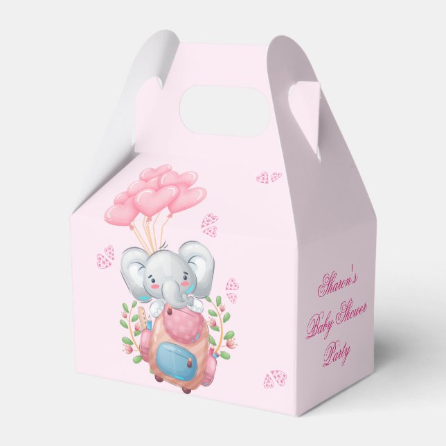 Söt Elefant och Ballong Baby Shower Förmånslåda Presentaskar (Framsidan Sidan)
