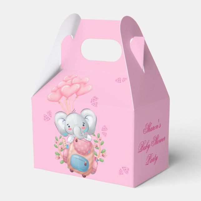 Söt elefant och ballong baby shower presentförpack presentaskar (Framsidan Sidan)
