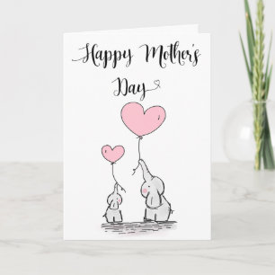 Söt Elefant och Bebis Morsdagskort Kort