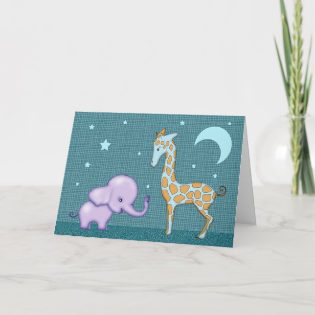 Söt Elefant och Giraff Välkomstkort Kort (Framsida)