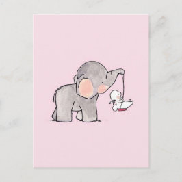 Söt elefant och kanin vykort