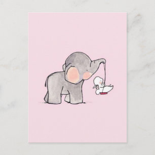 Söt elefant och kanin vykort