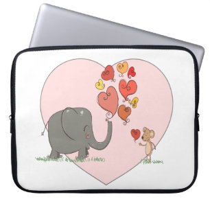 Söt elefant- och musvalentinvektor kärlek laptop fodral