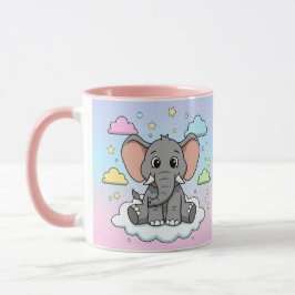Söt elefant på moln - jag är Ele-Fun-tig ordlek Mugg