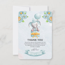 Söt elefant pojke födelsedagsfest  tack kort