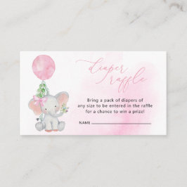 Söt Elefant Rosa Baby Shower Blöja Lotteri Tilläggskort
