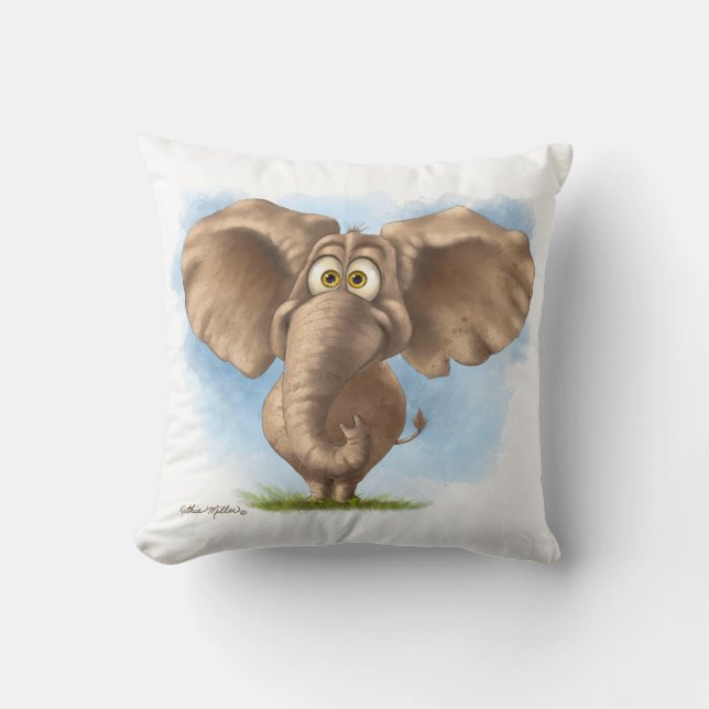 Söt Elefant Serieteckning Kudde (Framsida)