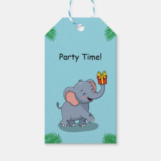 Söt elefant som bär present presentetikett